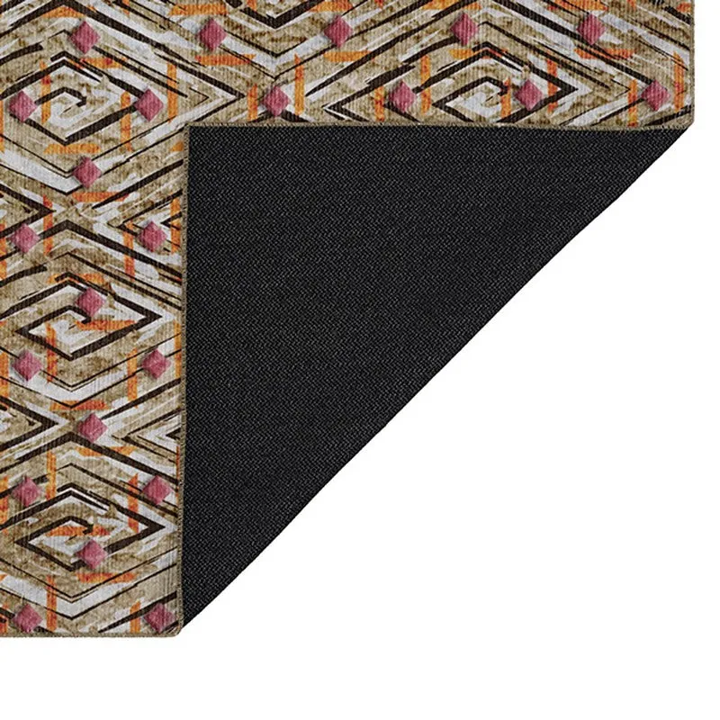 Back corner of the carpet showing black underside
