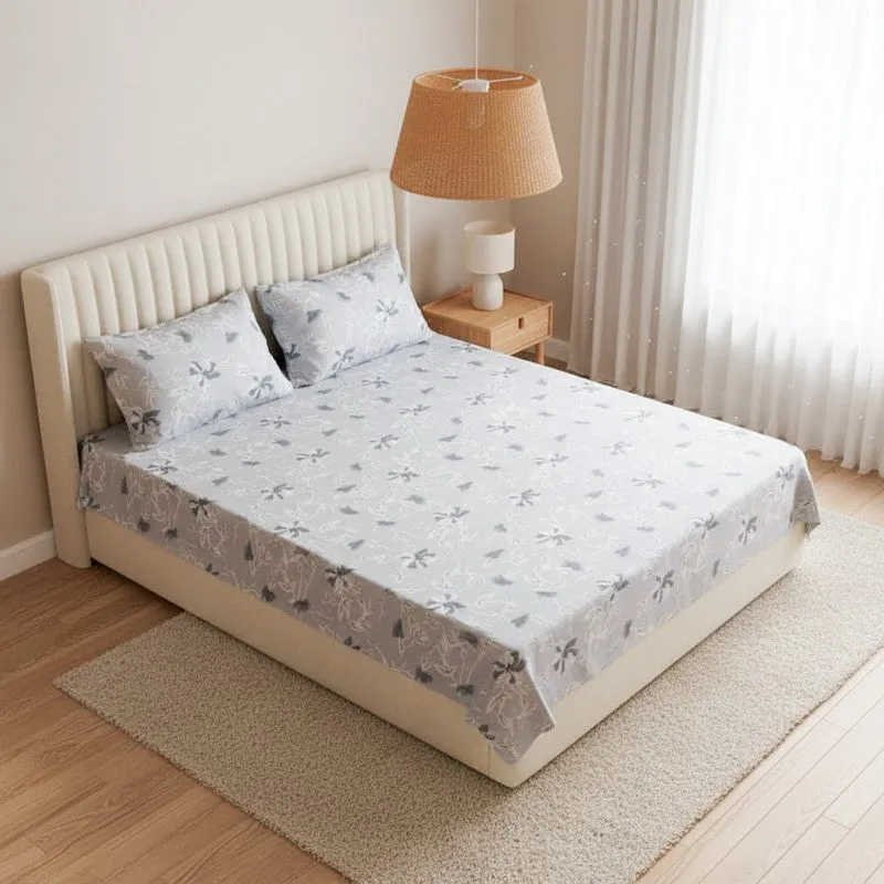 Carmilla Floral Cotton Bedsheet (Blue) - 180 TC media 1