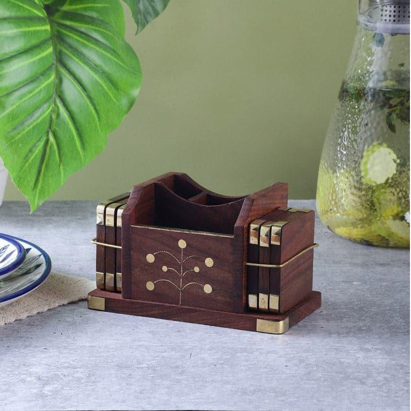 Prida Wooden Coaster - Seven Piece Set
