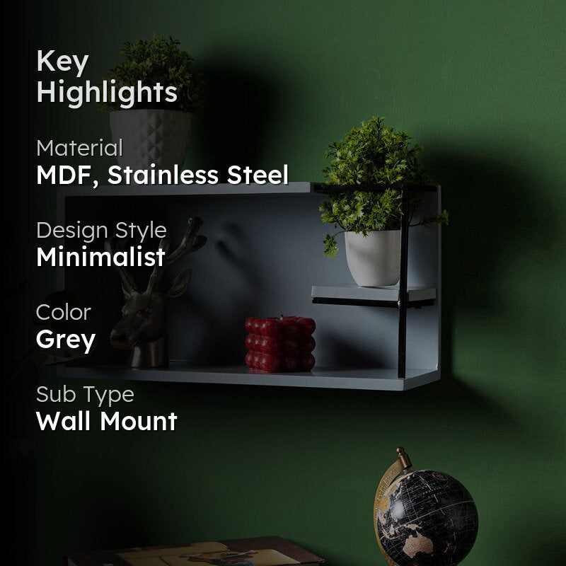 Ledge Line MDF & Metal Wall Shelf - Light Green media 2