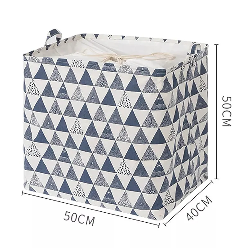 Linen Geometry Laundry Basket media 8