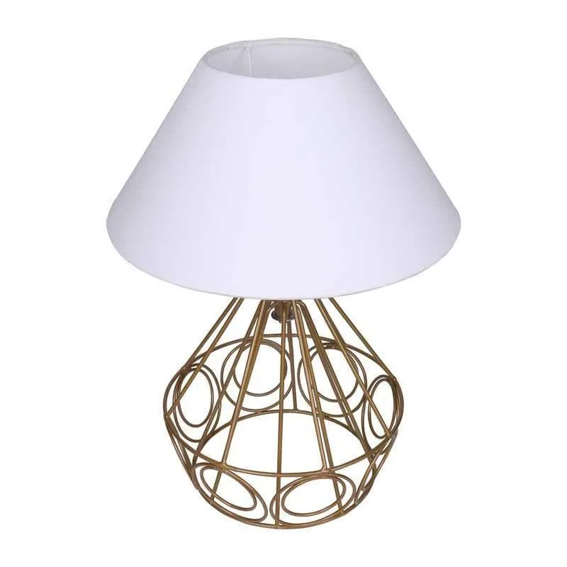 Farmhouse Fabric Table Lamp - White,Gold media 3