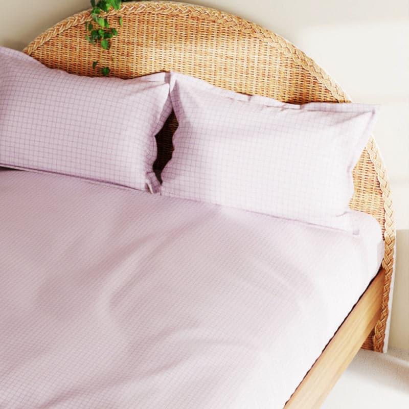 Brio Checkered Cotton Bedsheet (Lilac) - 210 TC media 5