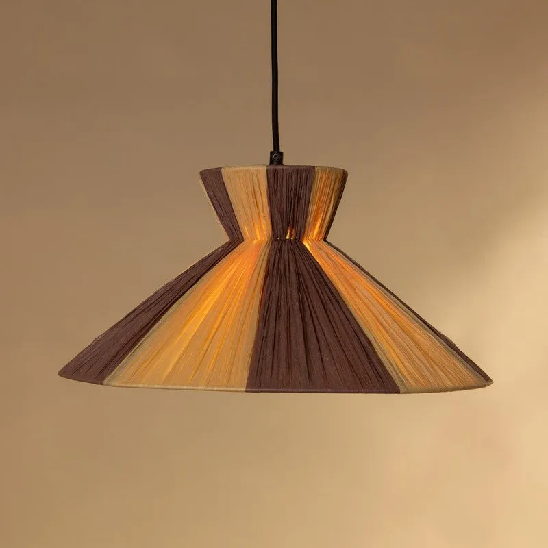 Fig Living Warmora Raffia Ceiling Lamp - Brown & Beige media 2