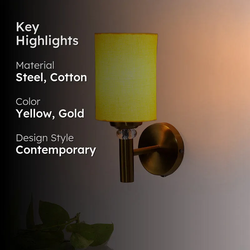 Sienna Steel & Cotton Wall Lamp - Yellow media 2