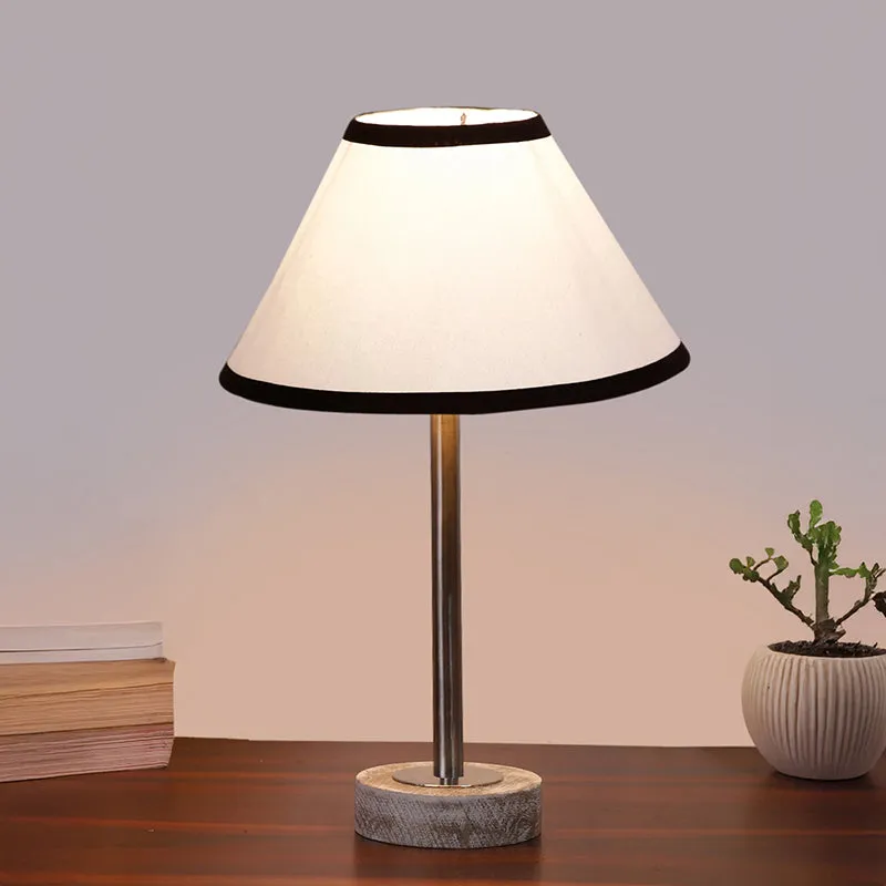 Cotin II Stripe Rodin Wooden Table Lamp - White,Silver media 2