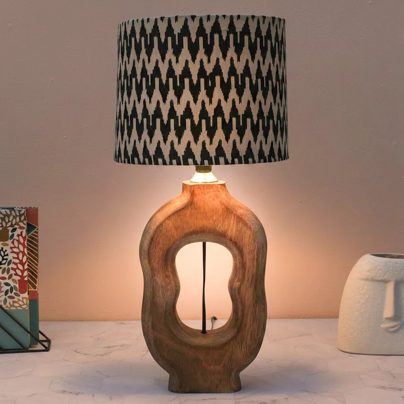 Chevronic Hewn Printed Mango Wood Table Lamp - Black,White media 1