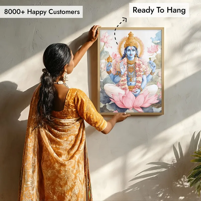 Anantha Padmanabha Spiritual Archival Paper Wall Painting - Natural Brown Frame media 7