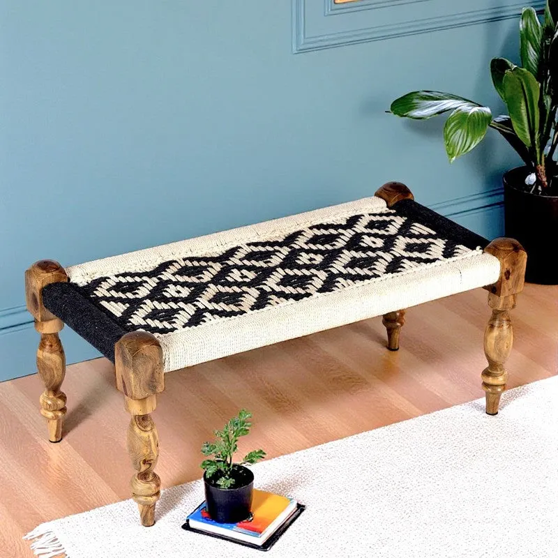 Forvo Sheesham Wooden Bench - Black,White media 1