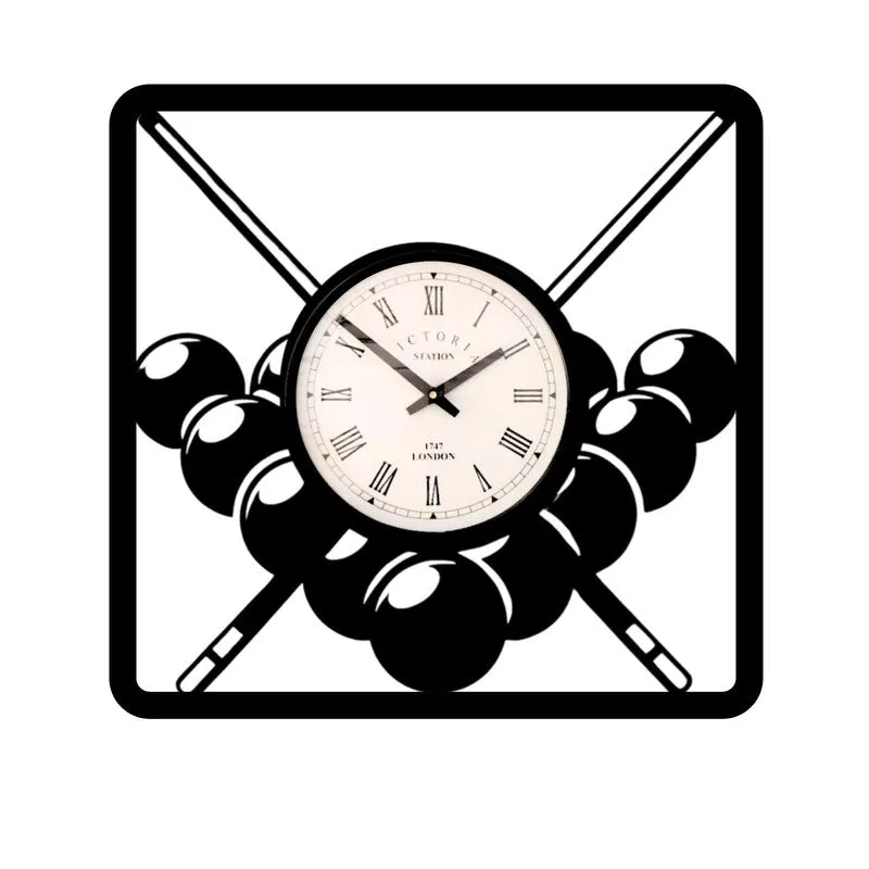 Pool Game Steel Analog Wall Clock media 4