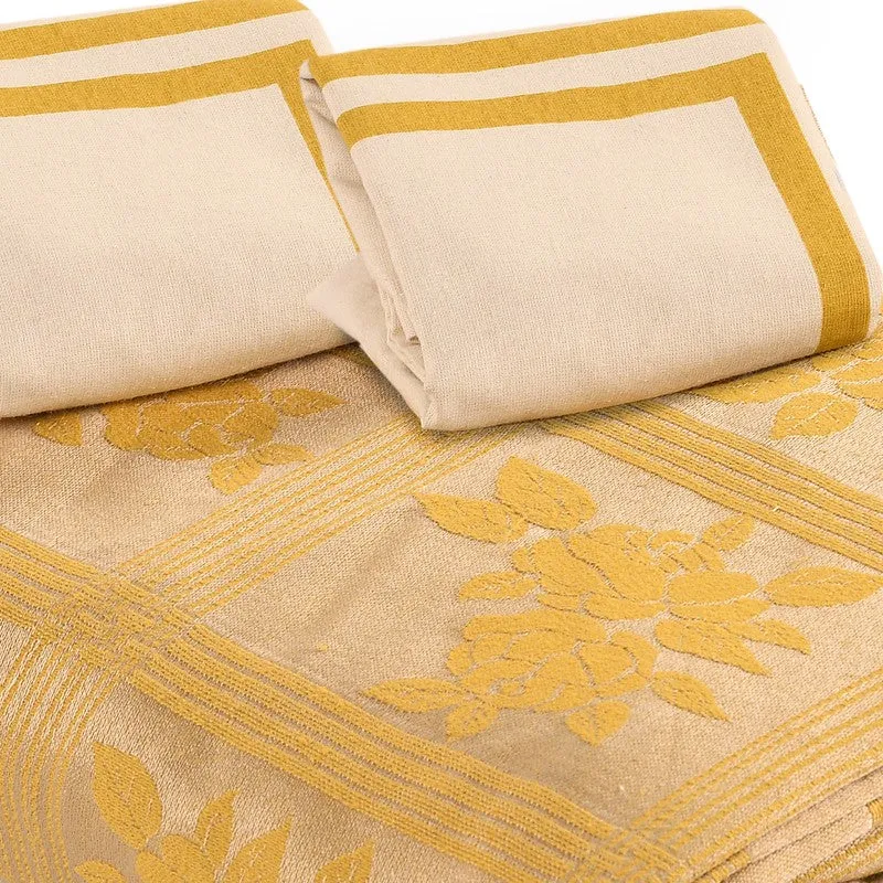 Petal Grid Cotton Bedsheet (Yellow) - 224 TC media 6