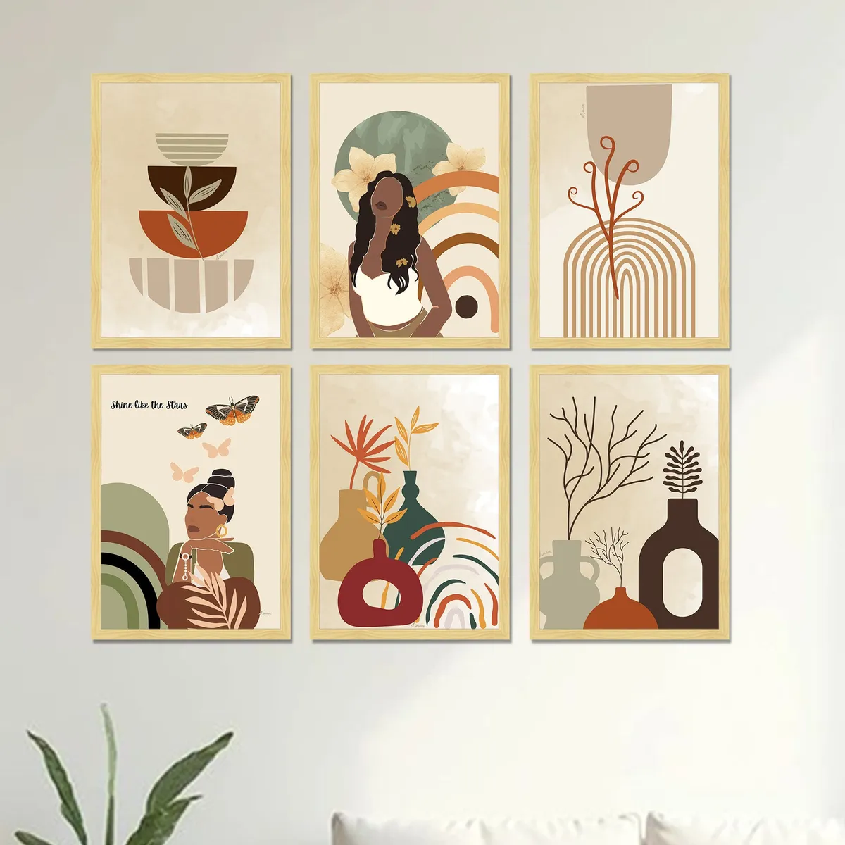 Monara Abstract Pattern Wall Painting With Frame - Set Of Six media 5