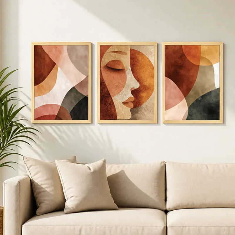 Noctra Abstract Face Wall Art With Frame - Set Of Three media 2