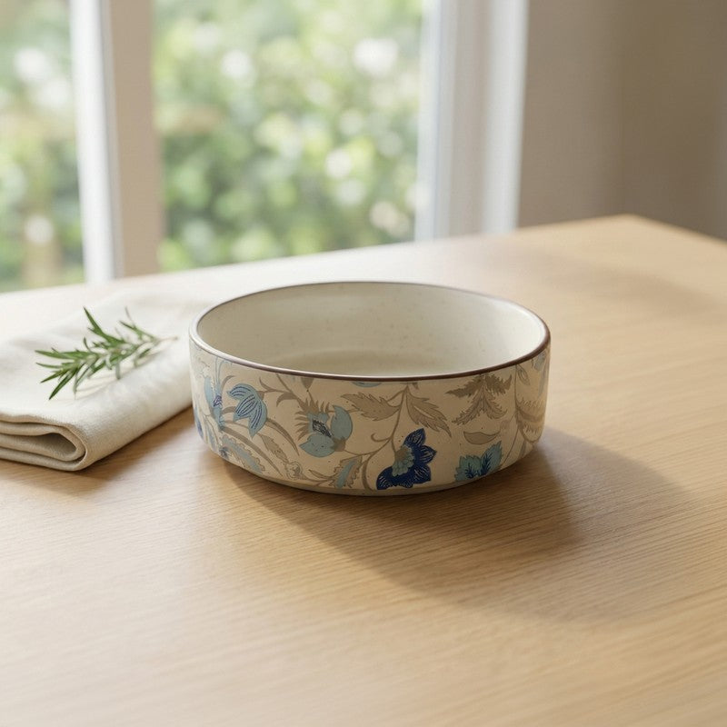 Florale Ceramic Salad Bowl (Blue) - Set of Two