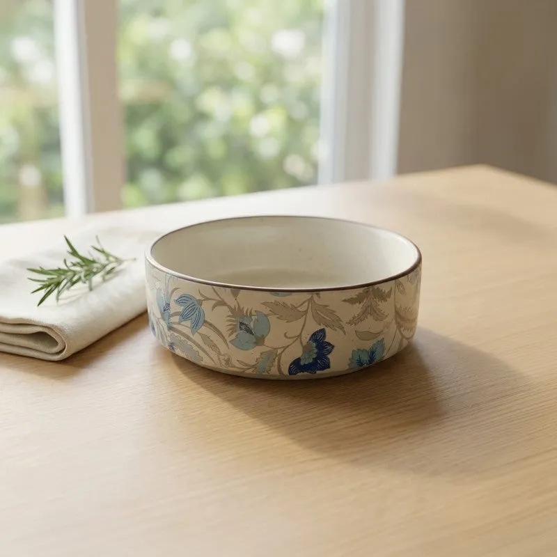 Florale Ceramic Salad Bowl (Blue) - Set of Two media 1
