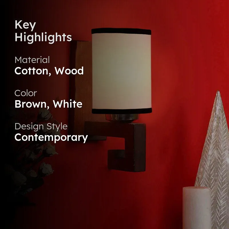 Vouguish Cylindrical Wooden Wall Lamp media 2