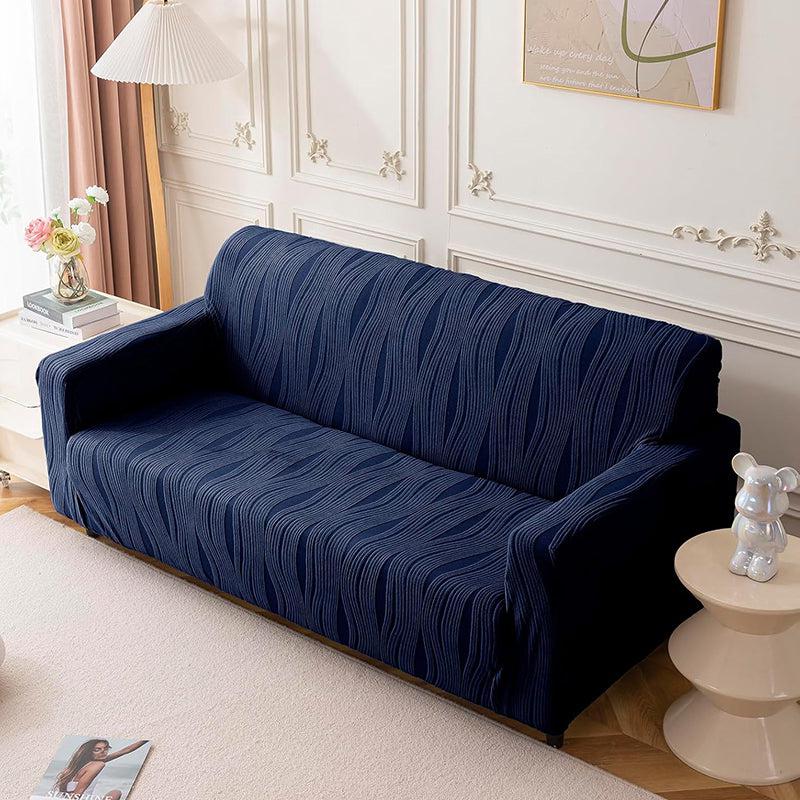 Velvet Night Solid Sofa Cover - Navy Blue media 3