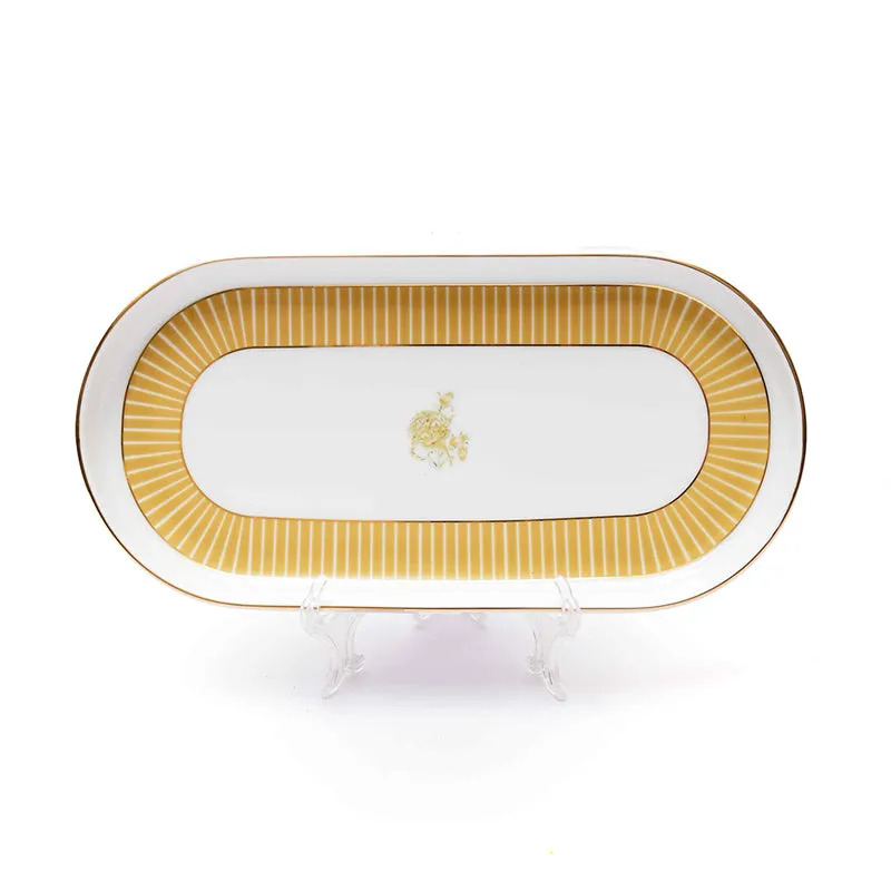 Gilded Iris Oval Porcelain Platter - Gold media 2