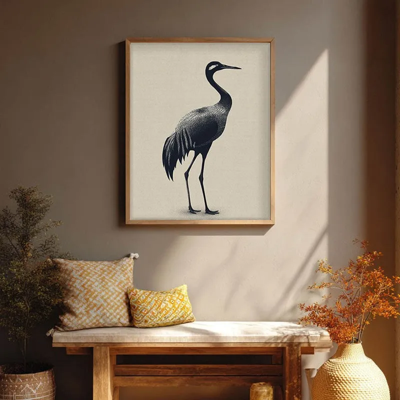 Graceful Crane Canvas Wall Painting With Brown Frame media 8