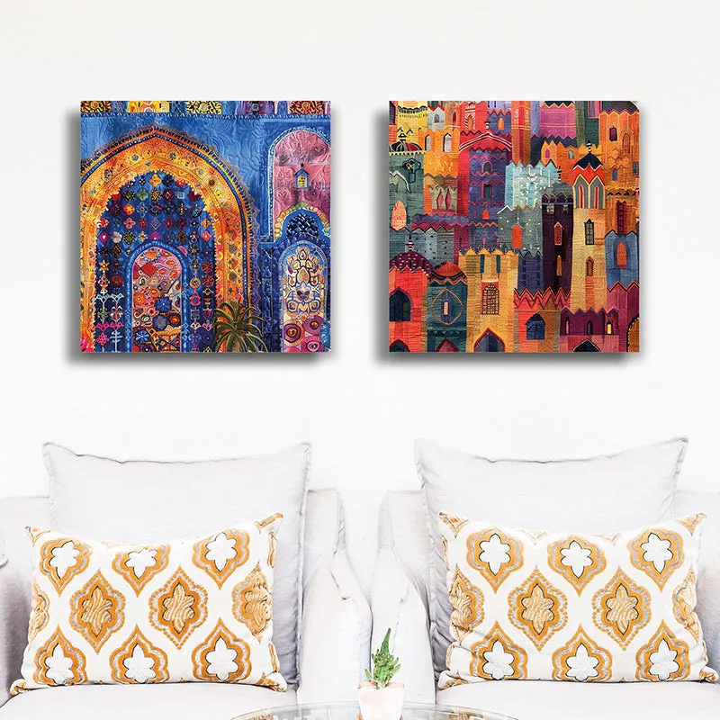 Vibrance Of City Canvas Wall Art - Set Of Two media 5