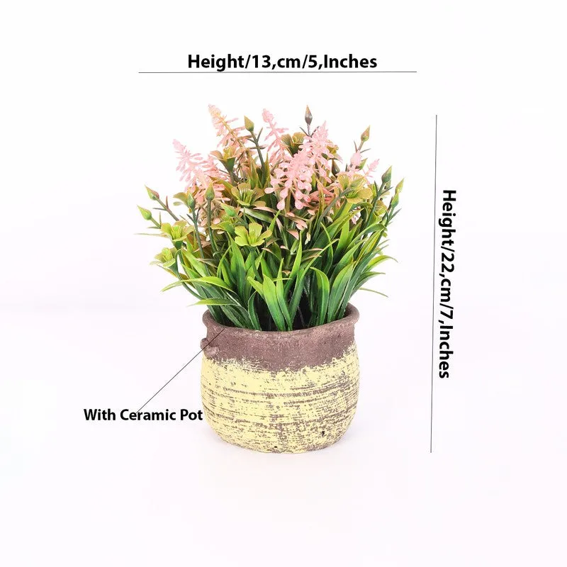 Lavender Artificial Flower With Pot - Peach media 5