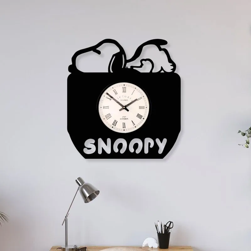Snoopy Steel Analog Wall Clock - Black media 1
