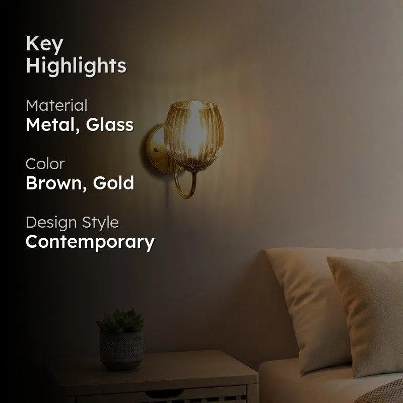 Amber Beam Golden Base Glass Wall Lamp media 2