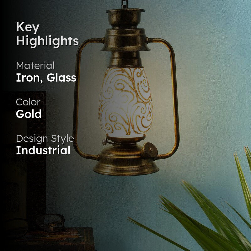 Saagar Mosaic Lantern Iron Wall Lamp - Gold media 2