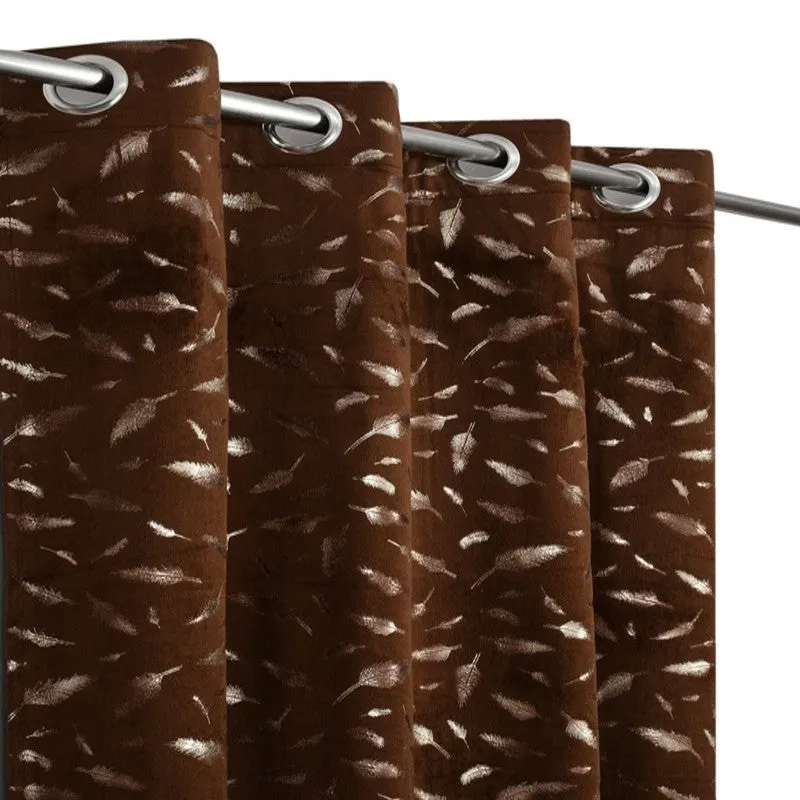 Glow Mist Printed Velvet Curtain - Brown,Gold media 3