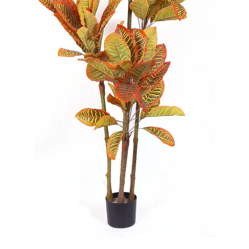 Enchanted Croton Artificial Plant With Black Plastic Pot media 6