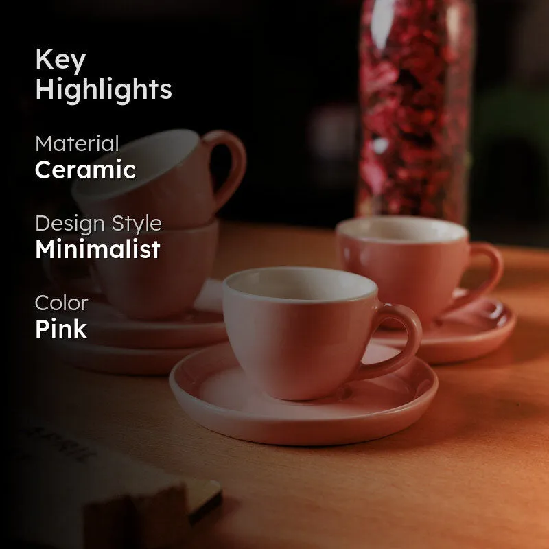 Blush & Brew Cup & Saucer (Pink/100 mL)  - Eight Piece Set - 2