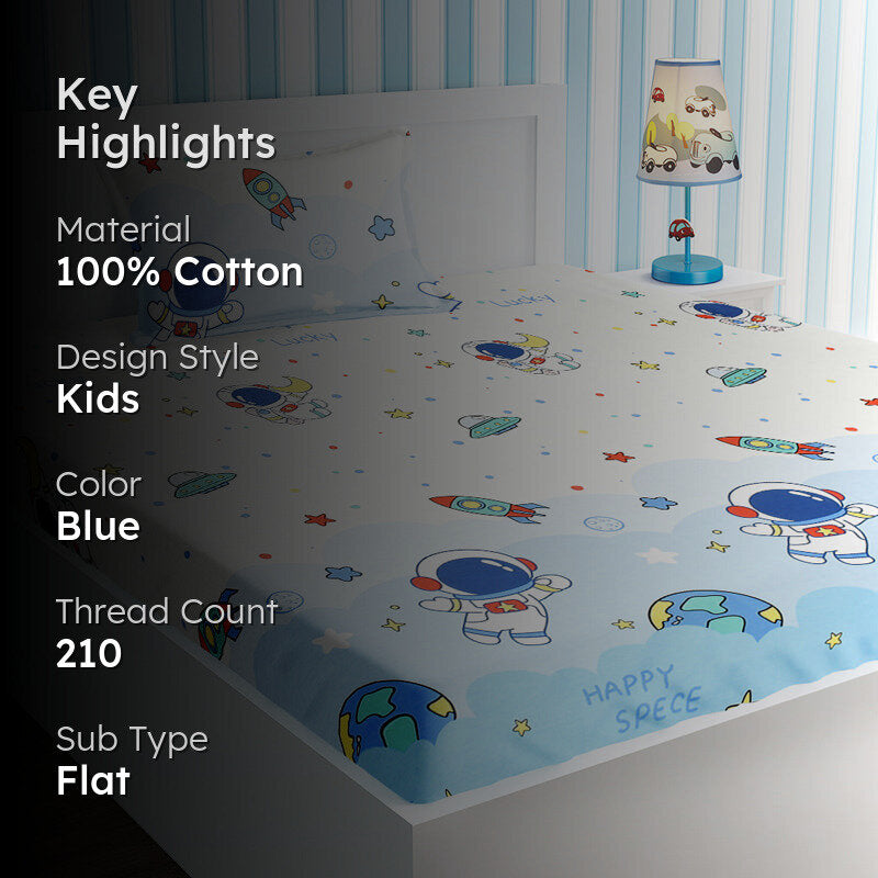 Space Adventure Kids Cotton Bedsheet - 210 TC media 2