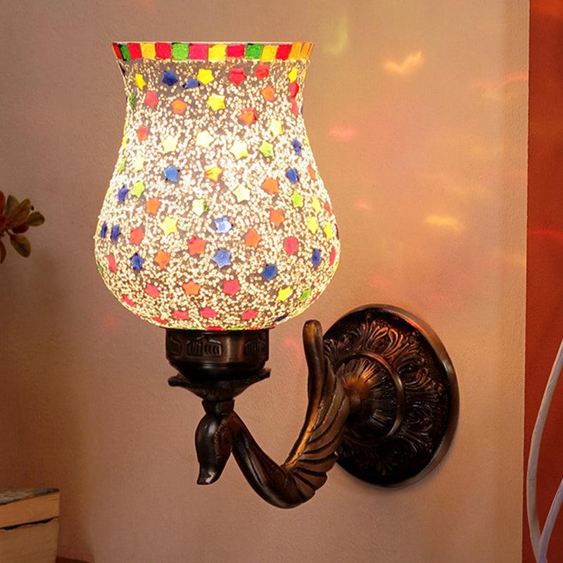 Ekta Retro Mosaic Glass & Metal Wall Lamp