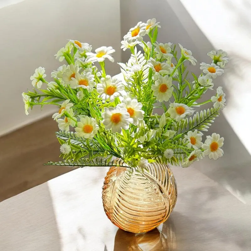 Bit-Daisy Silk Artificial Flower Stick - White & Yellow media 9