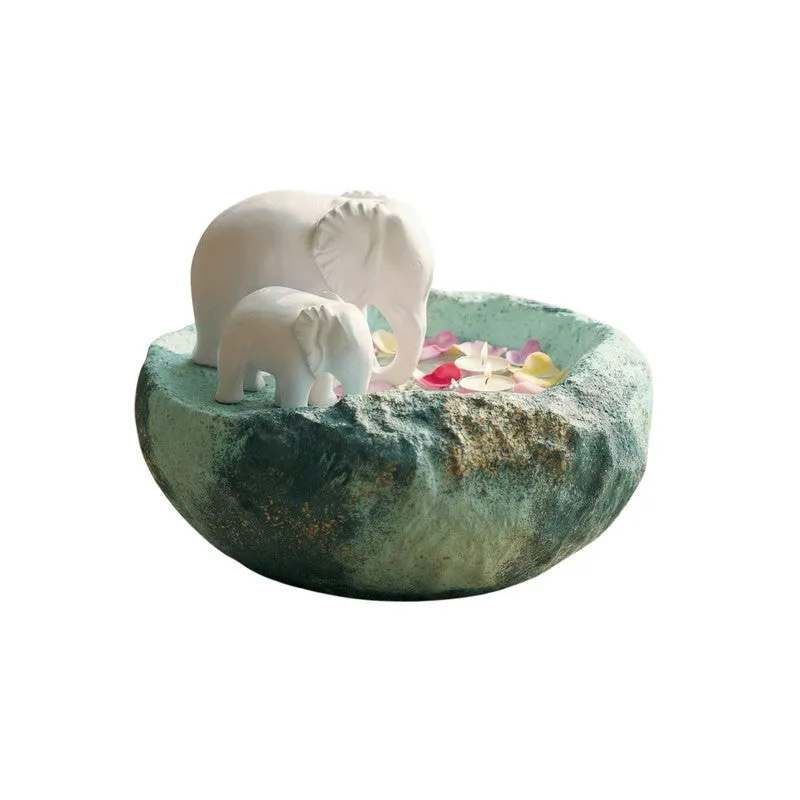 Serene White Elephant Resin Urli media 3