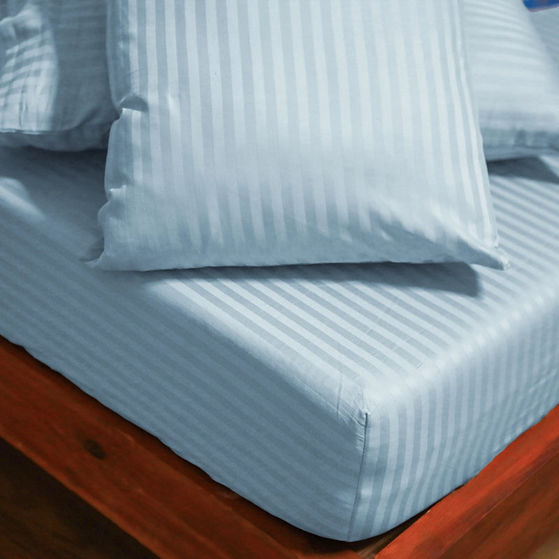 Stripe Charm Cotton Pillow Cover (Pale Blue) - Set Of Two media 5