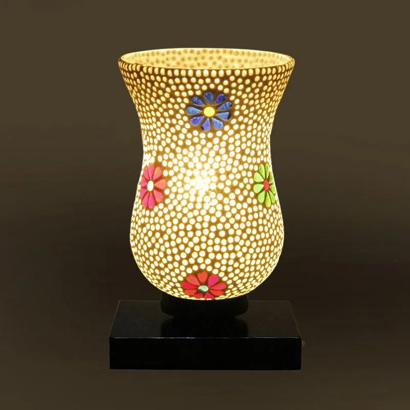 Raynor Mosaic Glass Table Lamp With Wooden Base - Multicolor media 7