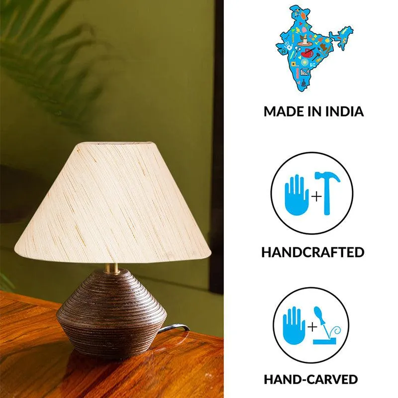 Yami Cone Wooden Table Lamp - Beige,Brown media 10