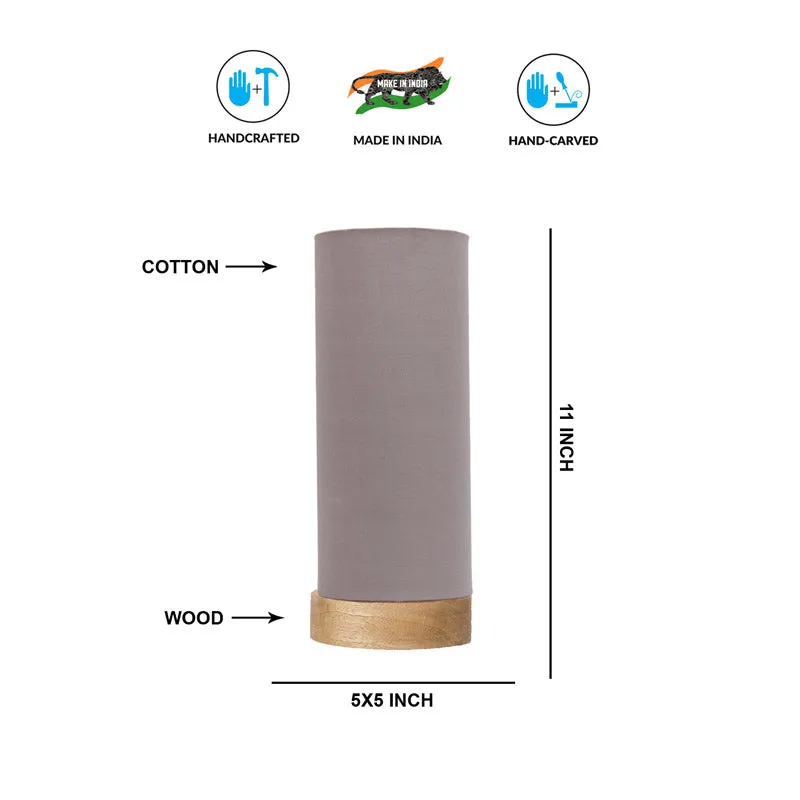 Nyra Tower Wooden Table Lamp - Grey,Brown media 6