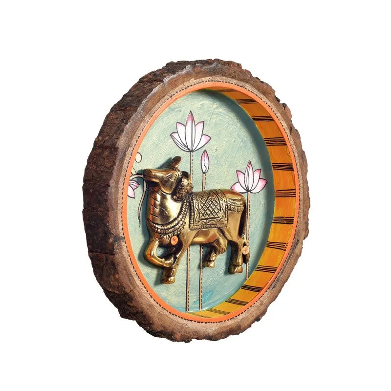 Beyricon Decorative Mango Wood Cow Round Wall Accent media 5