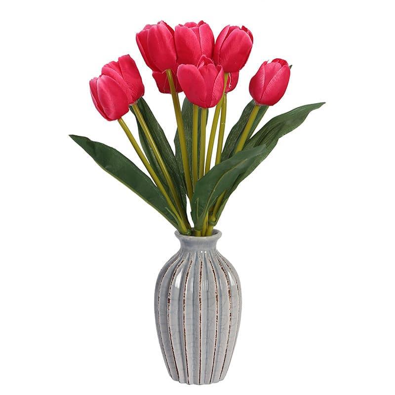 Faux Tulip Floral Bunch (Dark Pink) - Set Of Two media 3