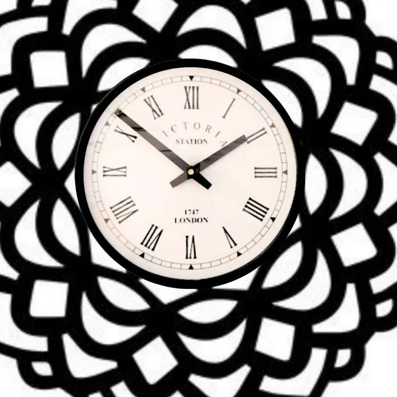 Mandala Steel Analog Wall Clock - Black media 5