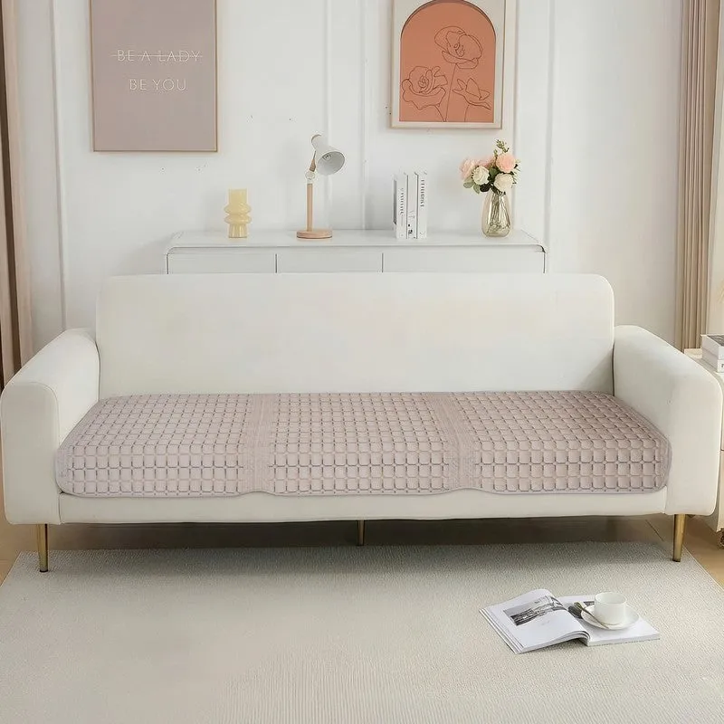 GeoWeave Velvet Sofa Cover - Beige media 1