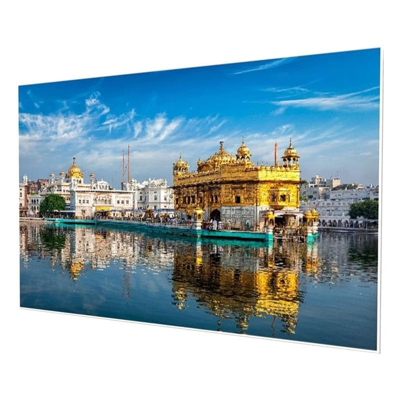 Golden Temple Glow Canvas Wall Painting With Frame media 5