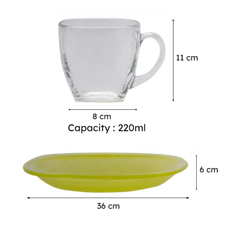 Celine Glass Cup & Saucer (220 ML) - Twelve Piece Set media 6