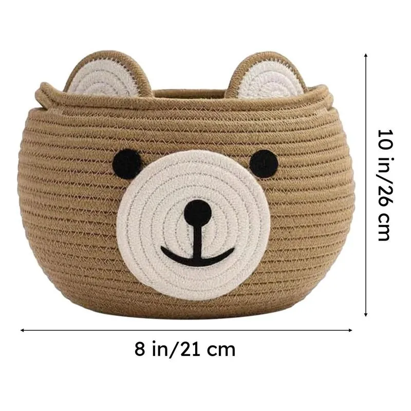 Happy Bear Multipurpose Cotton Storage Basket- Beige media 6
