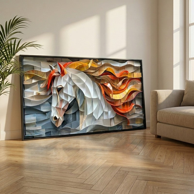 Celestial Stallion Horse Canvas Wall Painting With Frame