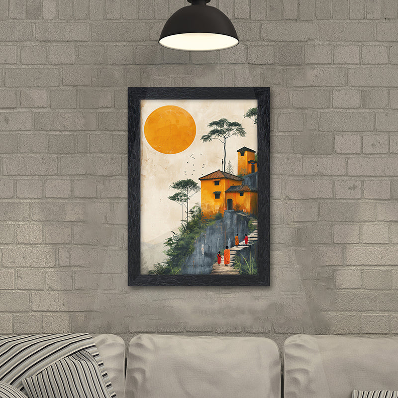 House On The Cliff Wall Painting media 4