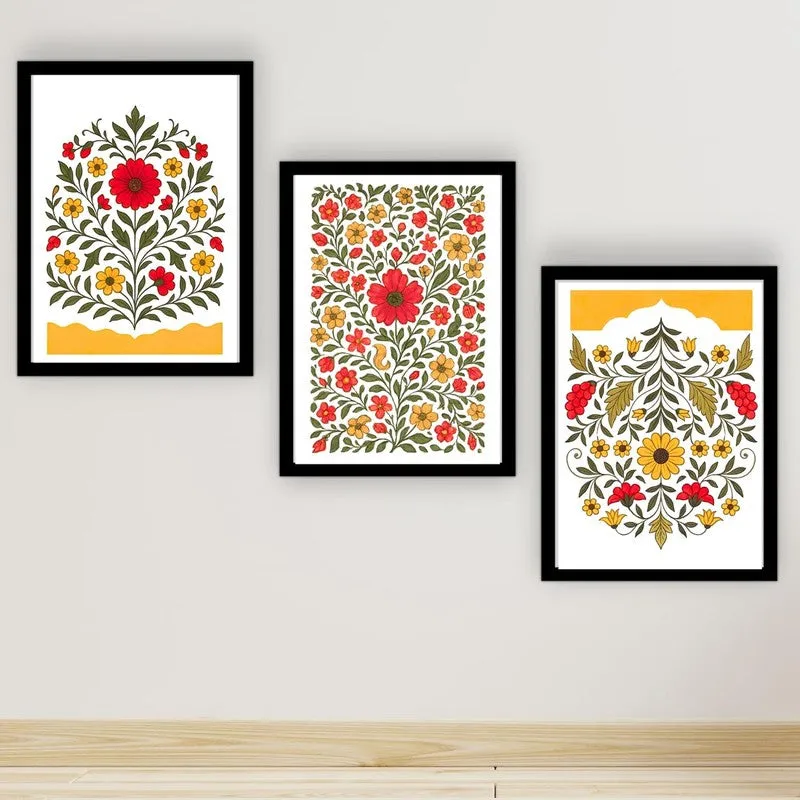 Indigo Garden Paper Wall Painting With Frame - Black media 3