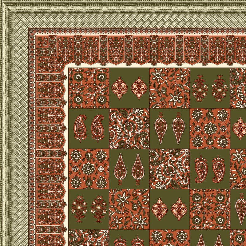 Jaipur Charm Cotton Bedsheet (Olive Green,Maroon) - 120 TC media 6